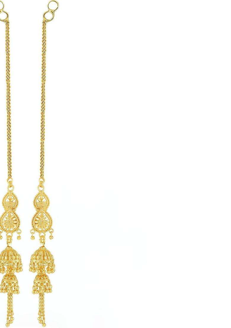 Gold-Plated Geometric Jhumkas Earrings for Women | Traditional Temple Jewellery for Wedding & Festive Wear | Gift for Her - Indya