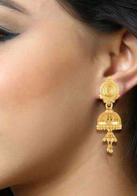 Gold-Plated Circular Jhumkas Earrings for Women | Traditional Temple Jewellery for Wedding & Festive Wear | Gift for Her