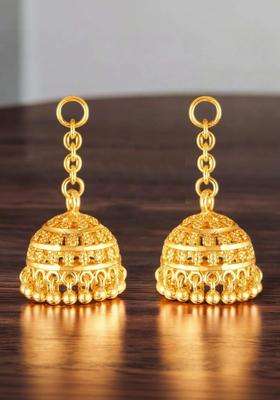 Gold-Plated Geometric Jhumkas Earrings for Women | Traditional Temple Jewellery for Wedding & Festive Wear | Gift for Her
