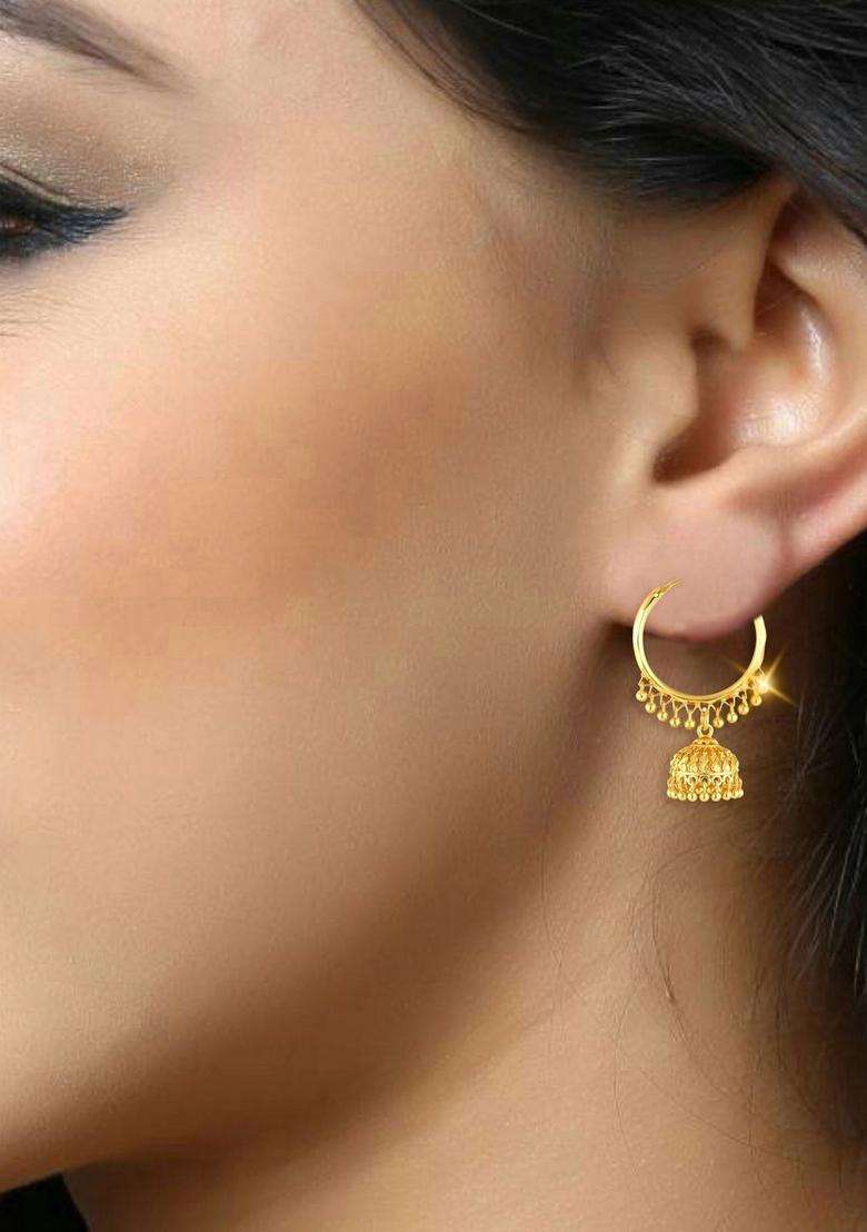 Gold-Plated Circular Jhumkas Earrings for Women | Traditional Temple Jewellery for Wedding & Festive Wear | Gift for Her - Indya