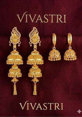 Gold-Plated Circular Jhumkas Earrings for Women | Traditional Temple Jewellery for Wedding & Festive Wear | Gift for Her