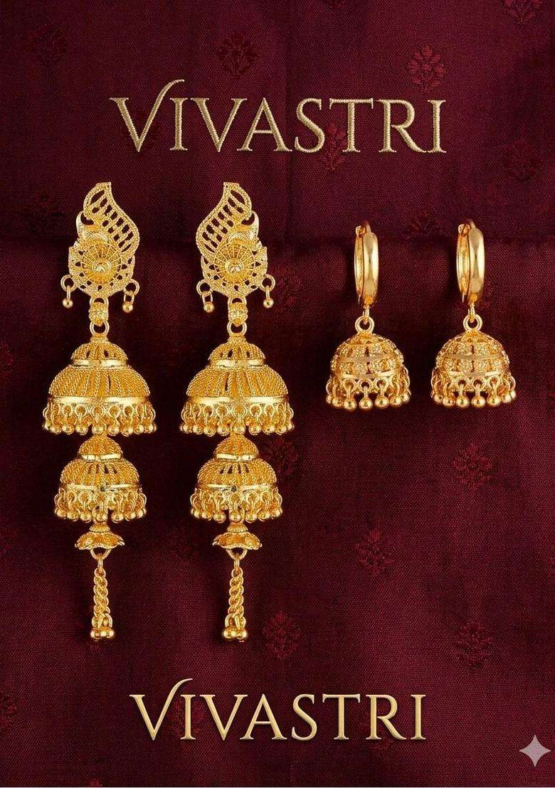 Gold-Plated Circular Jhumkas Earrings for Women | Traditional Temple Jewellery for Wedding & Festive Wear | Gift for Her - Indya