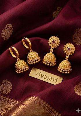 Gold-Plated Circular Jhumkas Earrings for Women | Traditional Temple Jewellery for Wedding & Festive Wear | Gift for Her