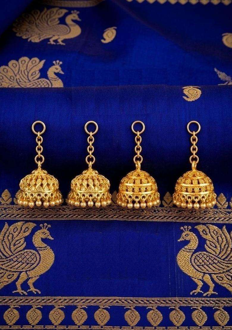 Gold-Plated Dome Shaped Jhumkas Earrings for Women | Traditional Temple Jewellery for Wedding & Festive Wear | Gift for Her - Indya