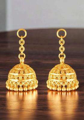Gold-Plated Dome Shaped Jhumkas Earrings for Women | Traditional Temple Jewellery for Wedding & Festive Wear | Gift for Her