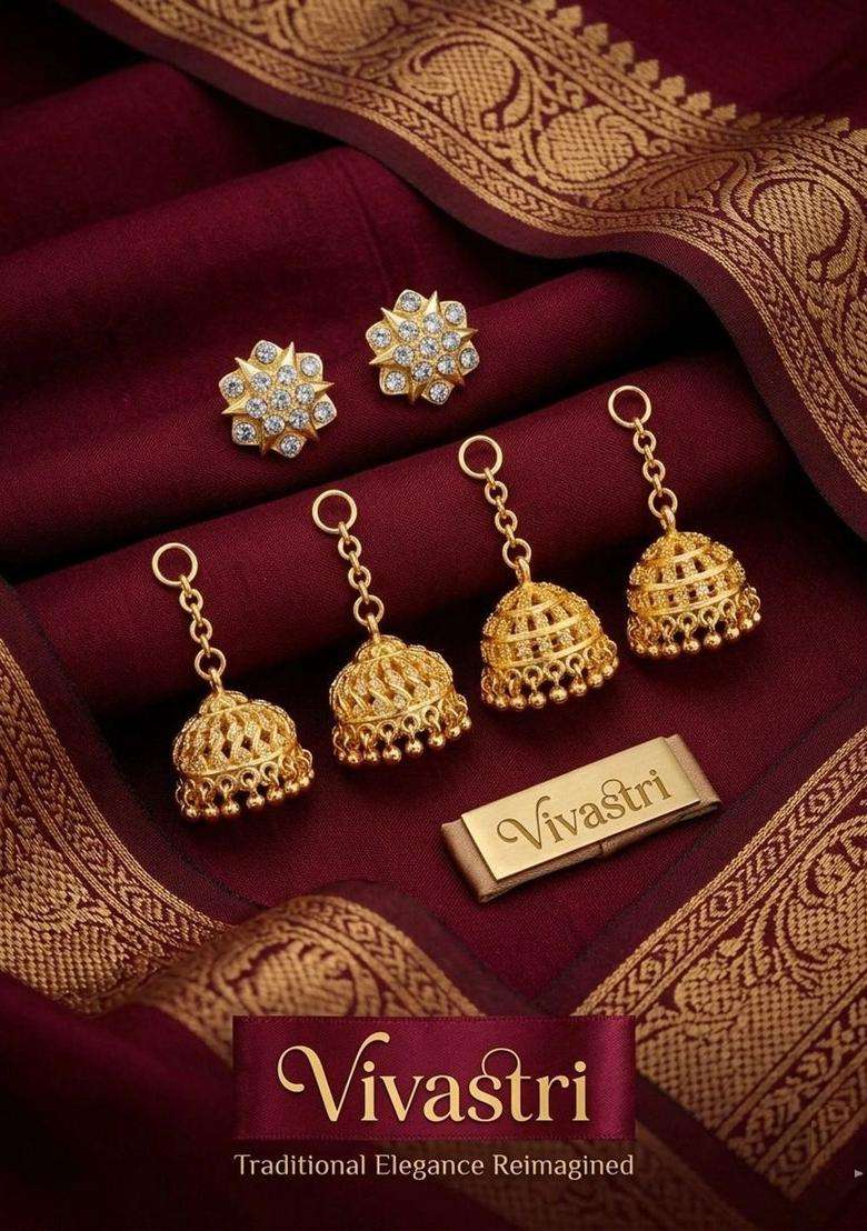 Gold-Plated Circular Jhumkas Earrings for Women | Traditional Temple Jewellery for Wedding & Festive Wear | Gift for Her - Indya