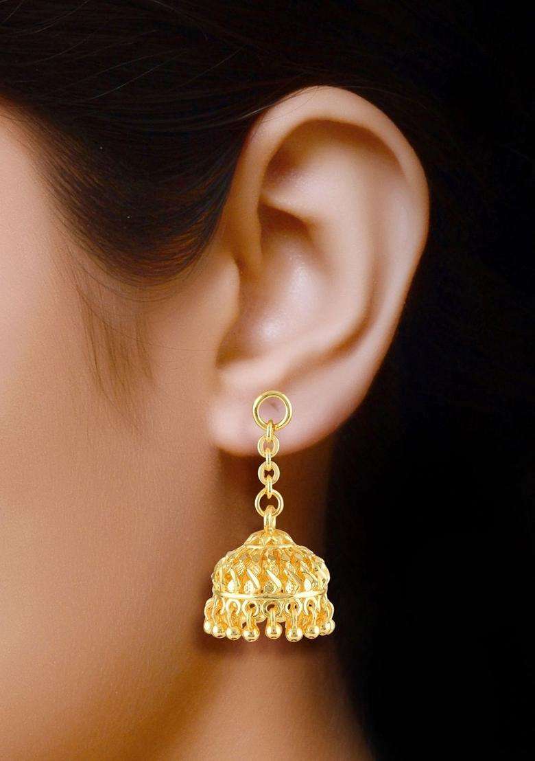 Gold-Plated Circular Jhumkas Earrings for Women | Traditional Temple Jewellery for Wedding & Festive Wear | Gift for Her - Indya