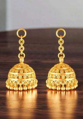 Gold-Plated Dome Shaped Jhumkas Earrings for Women | Traditional Temple Jewellery for Wedding & Festive Wear | Gift for Her