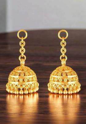 Gold-Plated Dome Shaped Jhumkas Earrings for Women | Traditional Temple Jewellery for Wedding & Festive Wear | Gift for Her