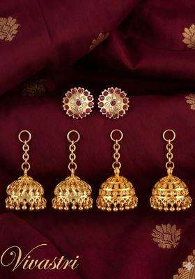 Gold-Plated Dome Shaped Jhumkas Earrings for Women | Traditional Temple Jewellery for Wedding & Festive Wear | Gift for Her
