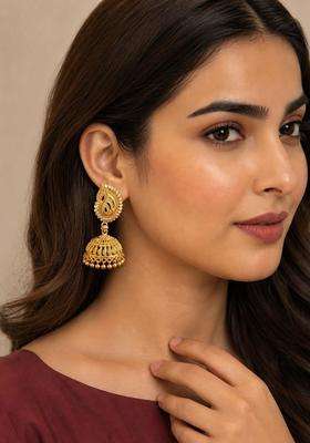 Gold-Plated Circular Jhumkas Earrings for Women | Traditional Temple Jewellery for Wedding & Festive Wear | Gift for Her