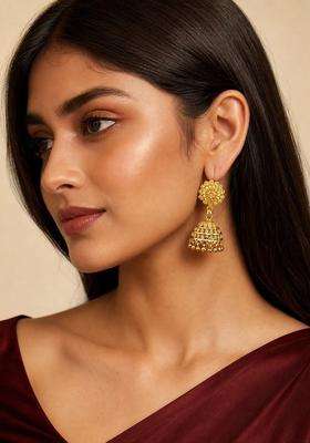 Gold-Plated Circular Jhumkas Earrings for Women | Traditional Temple Jewellery for Wedding & Festive Wear | Gift for Her