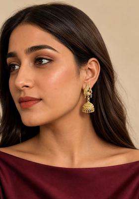 Gold-Plated Circular Jhumkas Earrings for Women | Traditional Temple Jewellery for Wedding & Festive Wear | Gift for Her