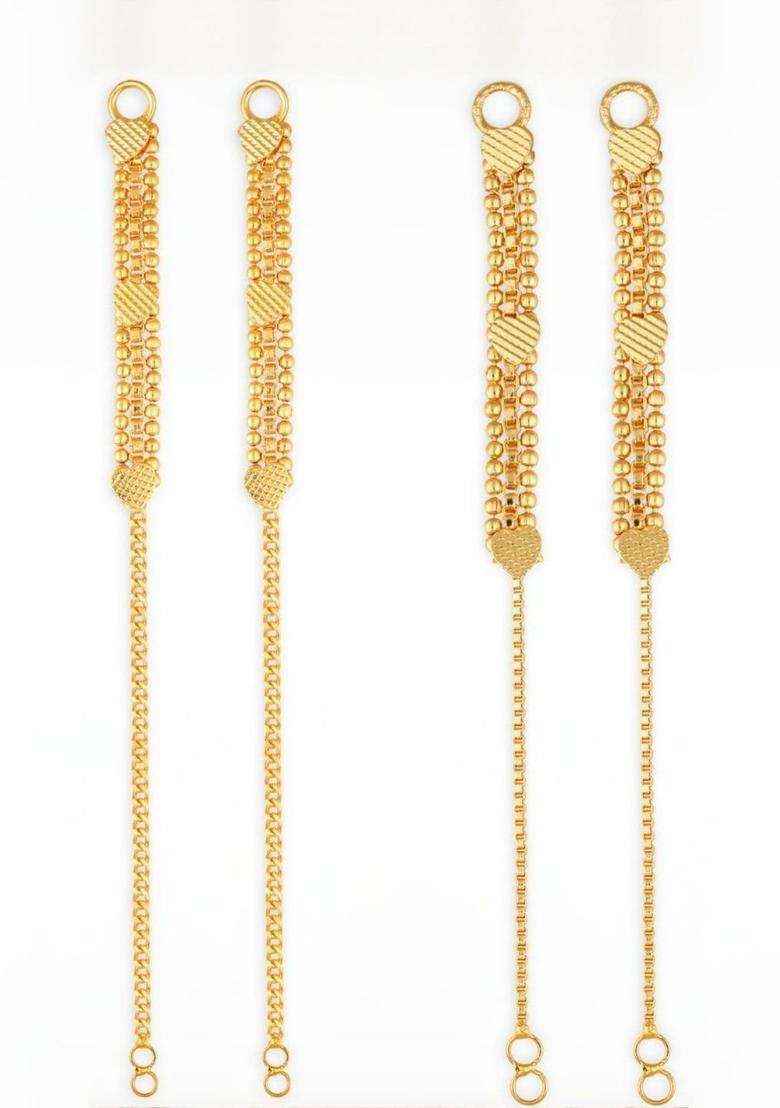 Set of 2 Gold-Plated Classic Temple Ear Chain for Women | Traditional Temple Jewellery for Wedding & Festive Wear | Gift for Her - Indya