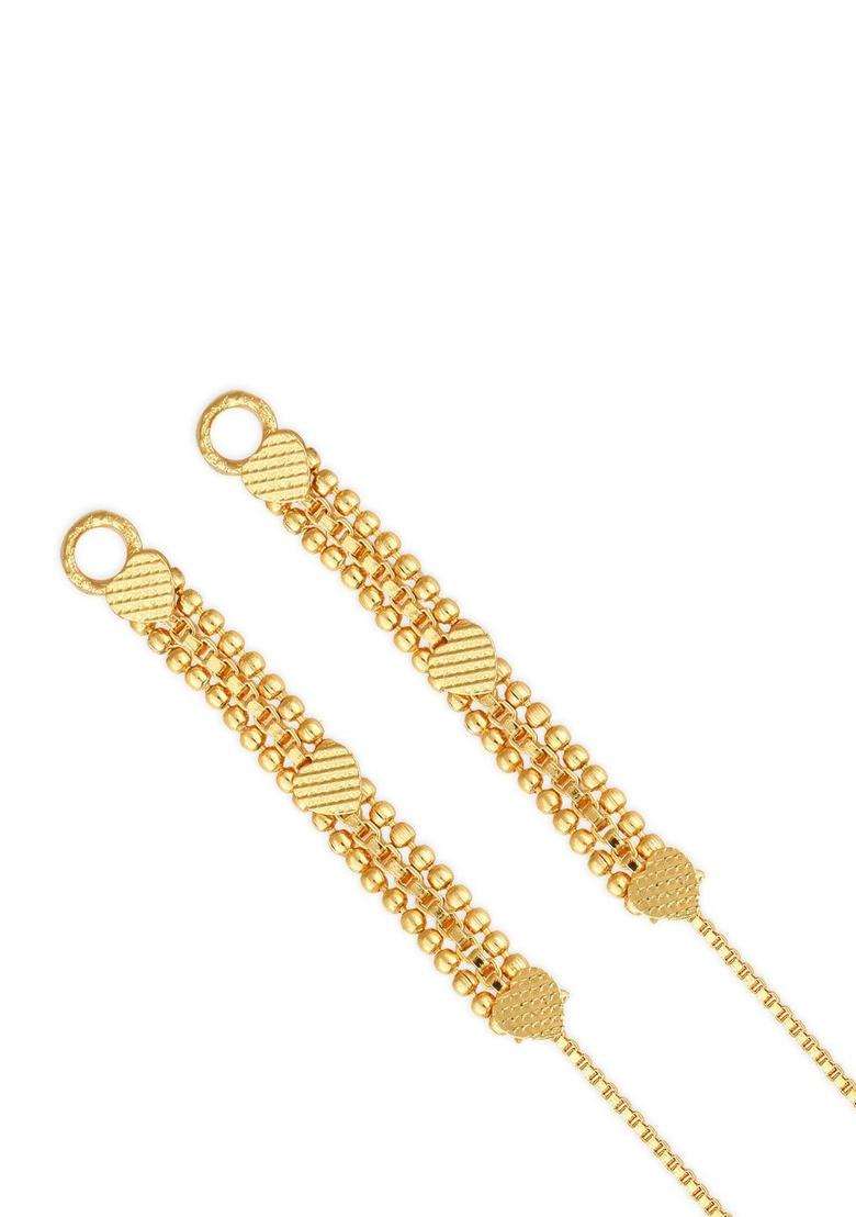 Set of 2 Gold-Plated Classic Temple Ear Chain for Women | Traditional Temple Jewellery for Wedding & Festive Wear | Gift for Her - Indya