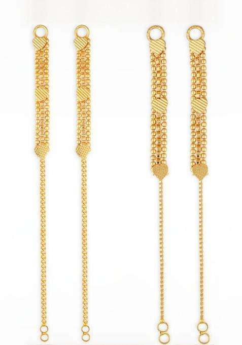 Set of 2 Gold-Plated Classic Temple Ear Chain for Women | Traditional Temple Jewellery for Wedding & Festive Wear | Gift for Her