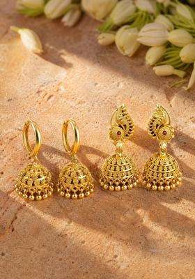 Gold-Plated Circular Jhumkas Earrings for Women | Traditional Temple Jewellery for Wedding & Festive Wear | Gift for Her