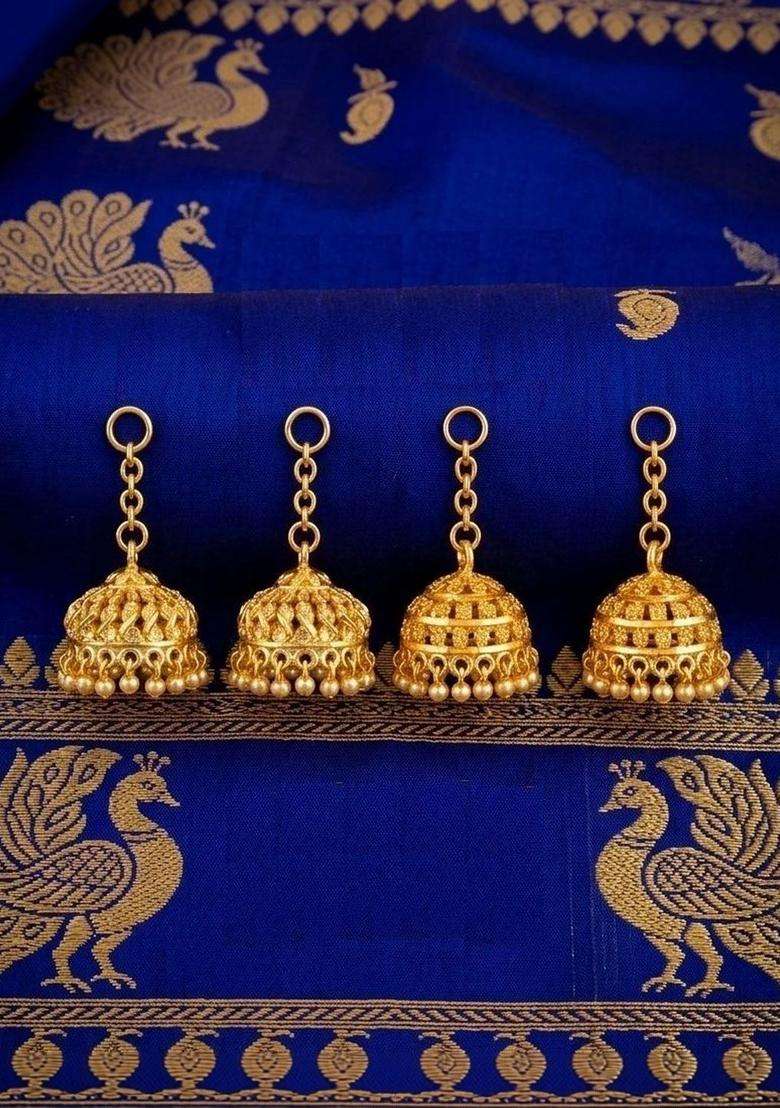 Gold-Plated Dome Shaped Jhumkas Earrings for Women | Traditional Temple Jewellery for Wedding & Festive Wear | Gift for Her - Indya