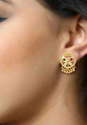 Gold-Plated Circular Studs Earrings for Women | Traditional Temple Jewellery for Wedding & Festive Wear | Gift for Her