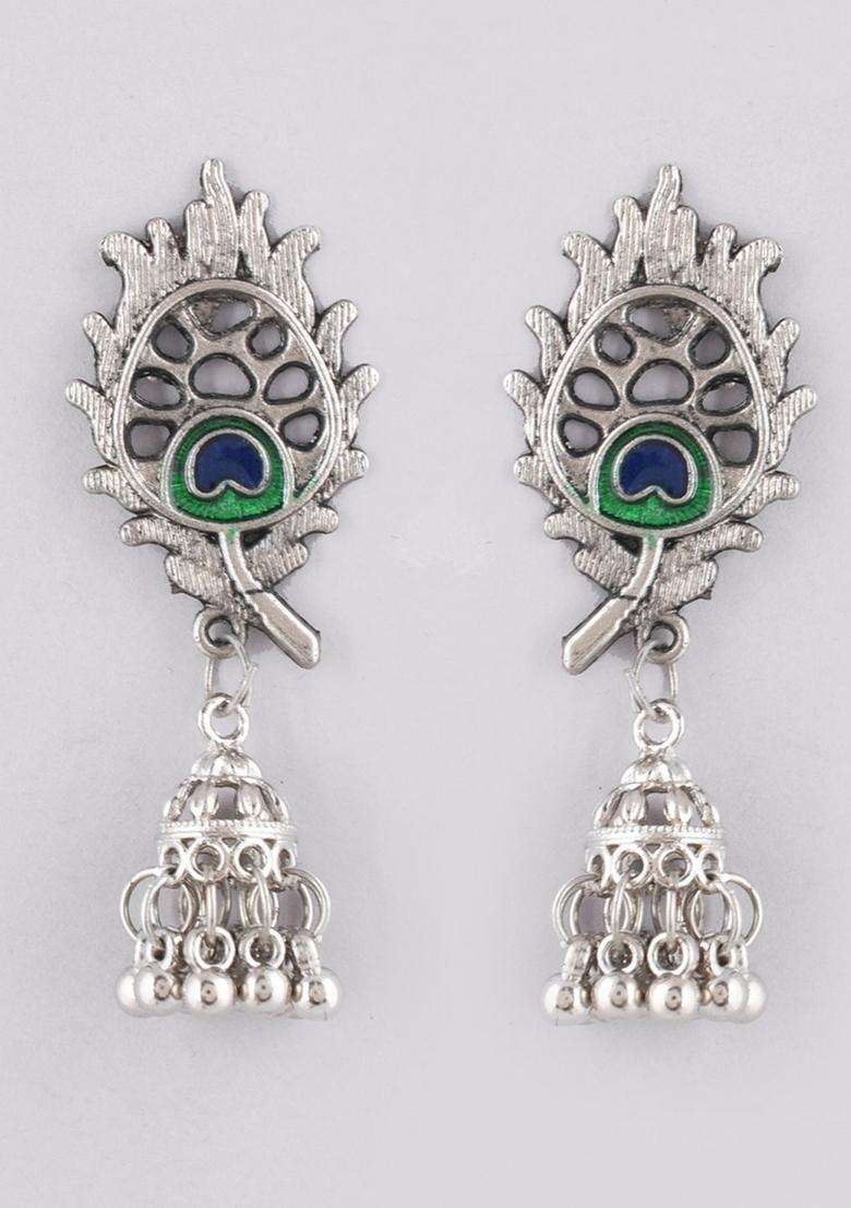Silver-Plated Stone-Studded Jewellery Set for Women | Traditional Temple Jewellery for Wedding & Festive Wear | Gift for Her - Indya