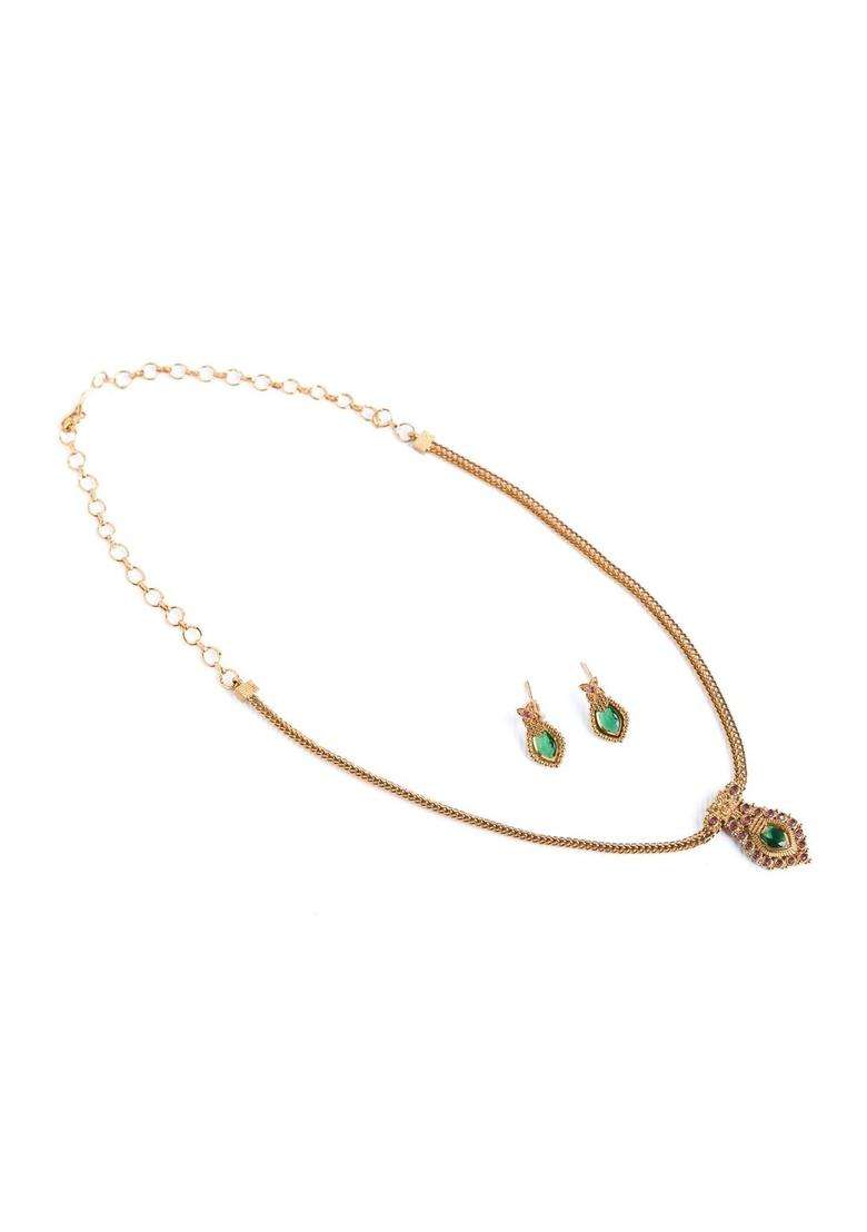Brass Gold-Plated Temple Necklace for Women | Traditional Temple Jewellery for Wedding & Festive Wear | Gift for Her - Indya