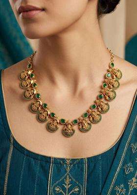 Brass Gold-Plated Temple Necklace for Women | Traditional Temple Jewellery for Wedding & Festive Wear | Gift for Her