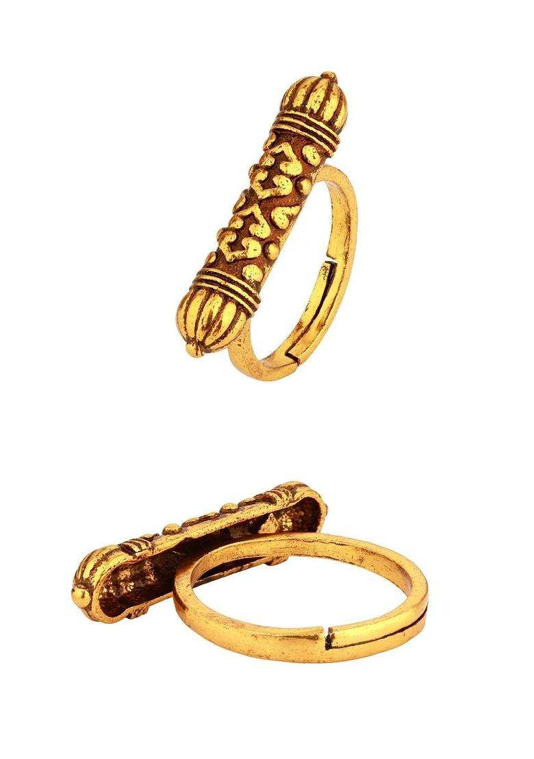 Gold-Plated Temple Finger Ring for Women | Traditional Temple Jewellery for Wedding & Festive Wear | Gift for Her - Indya