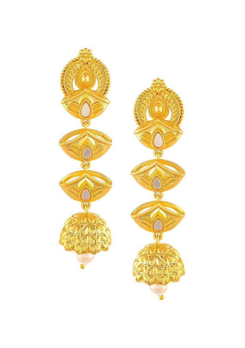 Gold-Plated Aradhana Anishi Long Earring for Women | Traditional Temple Jewellery for Wedding & Festive Wear | Gift for Her - Indya
