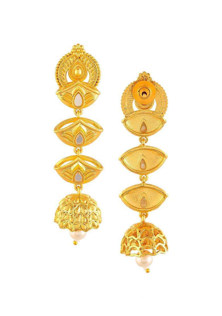 Gold-Plated Aradhana Anishi Long Earring for Women | Traditional Temple Jewellery for Wedding & Festive Wear | Gift for Her - Indya