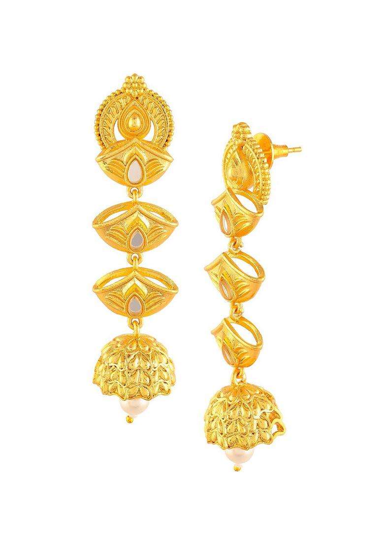 Gold-Plated Aradhana Anishi Long Earring for Women | Traditional Temple Jewellery for Wedding & Festive Wear | Gift for Her - Indya