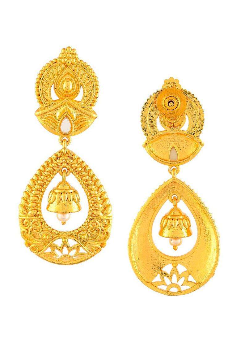 Gold-Plated Aradhana Saudamini Long Drop Earring for Women | Traditional Temple Jewellery for Wedding & Festive Wear | Gift for Her - Indya