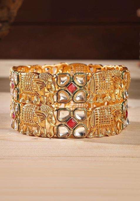 Wedding Chuda By Hitesh Bangle Temple Stone Studded & Beaded for Women | Traditional Temple Jewellery for Wedding & Festive Wear | Gift for Her