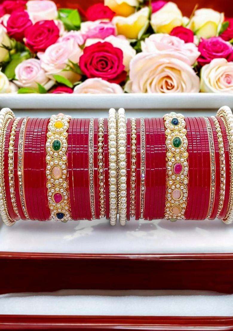 Gold-Plated Set of 42 Bangles for Women | Traditional Temple Jewellery for Wedding & Festive Wear | Gift for Her - Indya