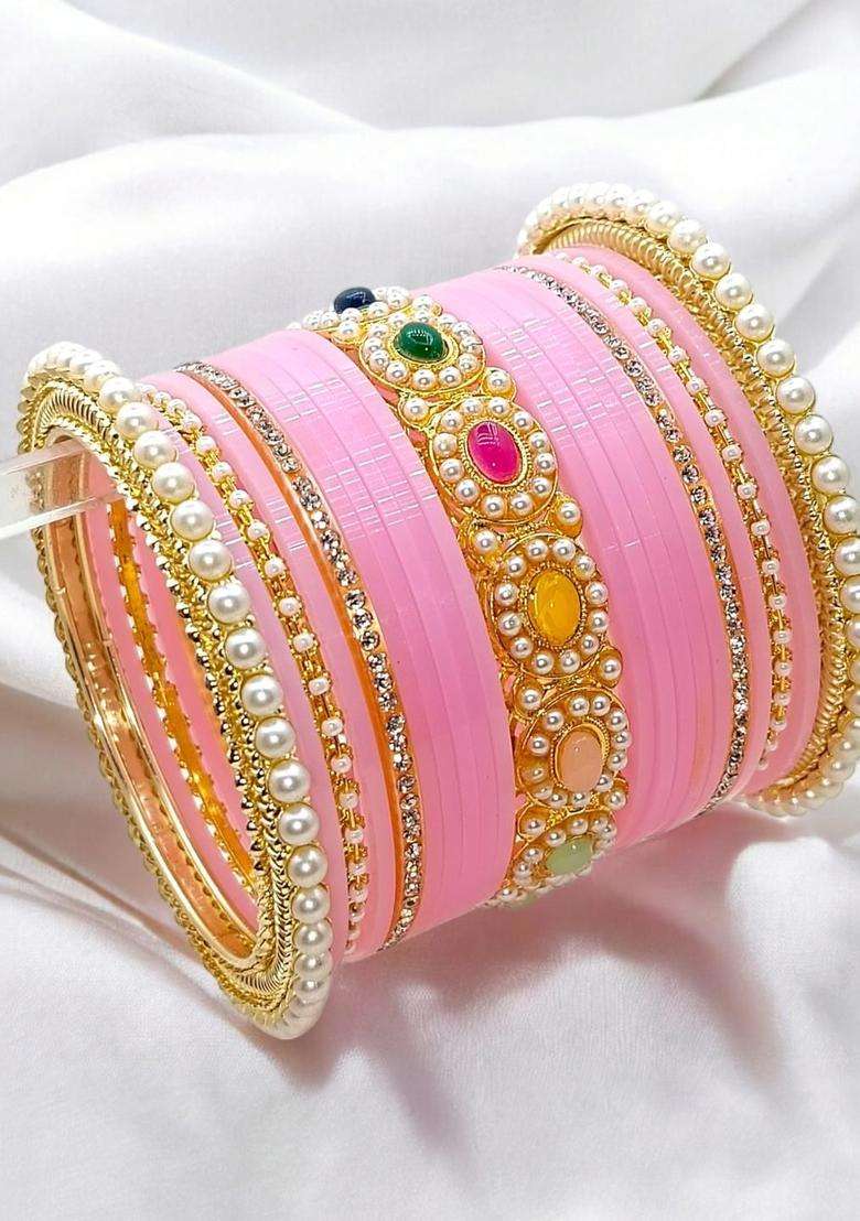 Gold-Plated Set of 42 Bangles for Women | Traditional Temple Jewellery for Wedding & Festive Wear | Gift for Her - Indya