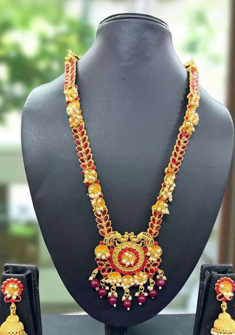 Stone-Studded & Beaded Jewellery Set for Women | Traditional Temple Jewellery for Wedding & Festive Wear | Gift for Her - Indya