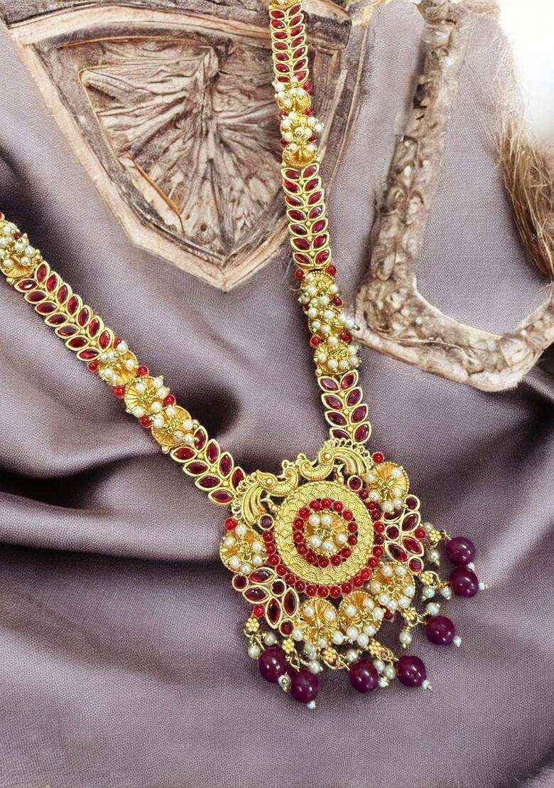 Stone-Studded & Beaded Jewellery Set for Women | Traditional Temple Jewellery for Wedding & Festive Wear | Gift for Her - Indya
