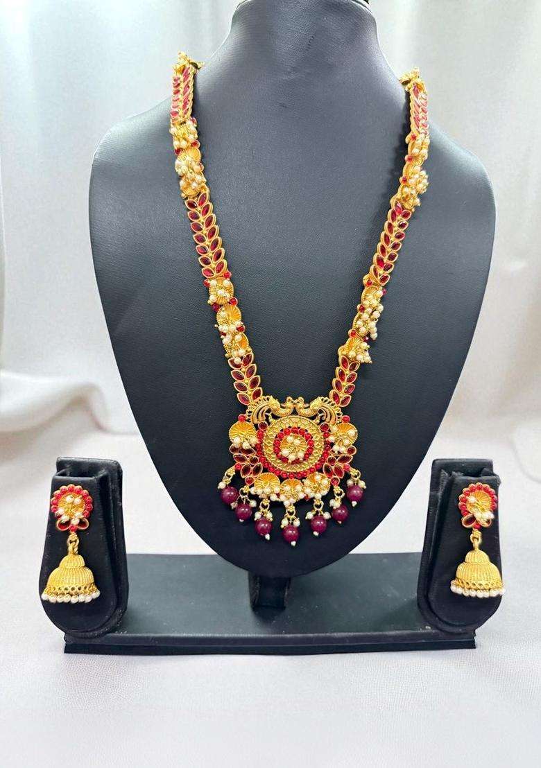 Stone-Studded & Beaded Jewellery Set for Women | Traditional Temple Jewellery for Wedding & Festive Wear | Gift for Her - Indya