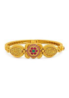 Brass Temple Gold-Plated Bangle-Style Bracelet for Women | Traditional Temple Jewellery for Wedding & Festive Wear | Gift for Her