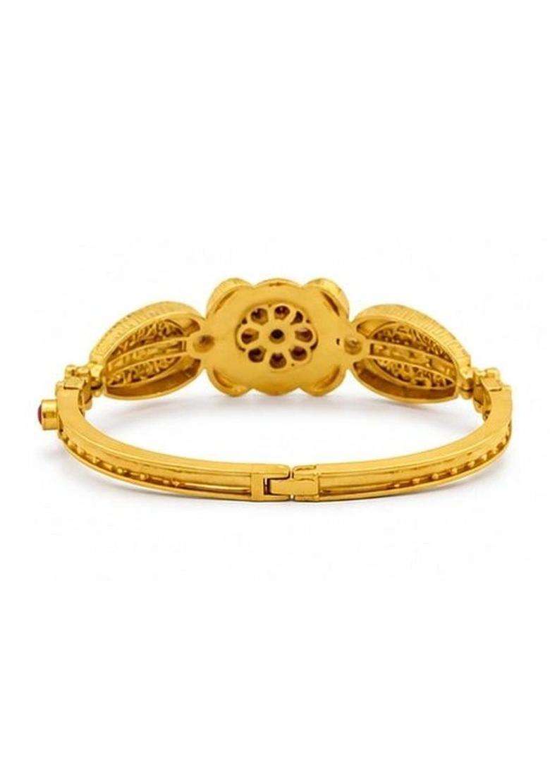 Brass Temple Gold-Plated Bangle-Style Bracelet for Women | Traditional Temple Jewellery for Wedding & Festive Wear | Gift for Her - Indya