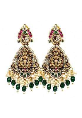 Gold-Plated Geometric Drop Earrings for Women | Traditional Temple Jewellery for Wedding & Festive Wear | Gift for Her