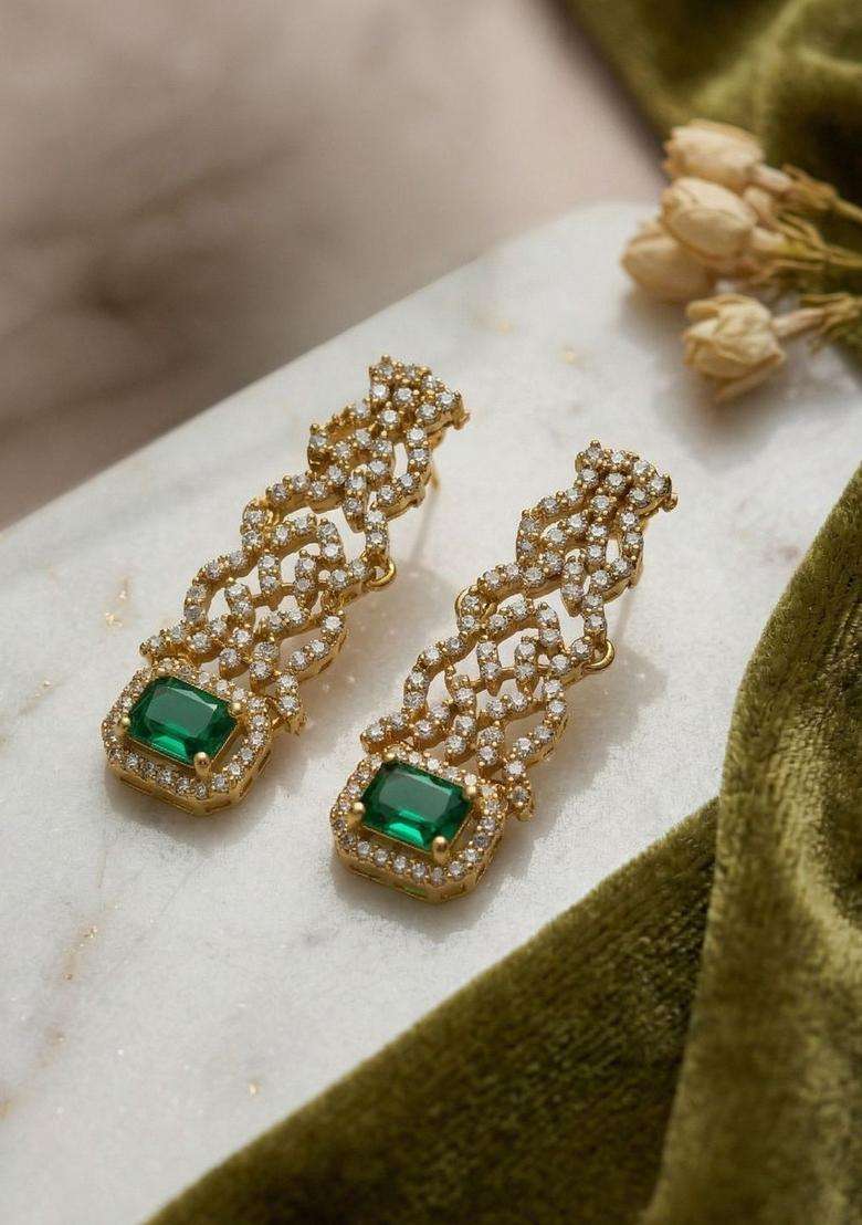 Gold-Plated Temple Cubic Zirconia Necklace and Earrings for Women | Traditional Temple Jewellery for Wedding & Festive Wear | Gift for Her - Indya
