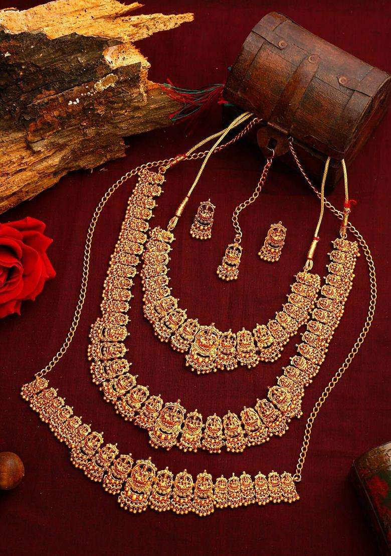 Gold-Plated Temple Jewellery Set with Kamarband for Women | Traditional Temple Jewellery for Wedding & Festive Wear | Gift for Her - Indya