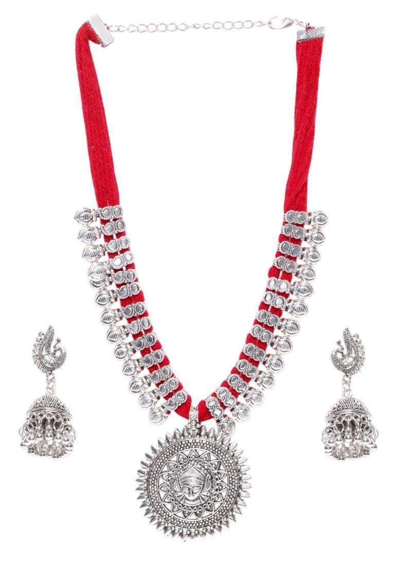 Silver-Plated Temple Jewellery Set for Women | Traditional Temple Jewellery for Wedding & Festive Wear | Gift for Her - Indya