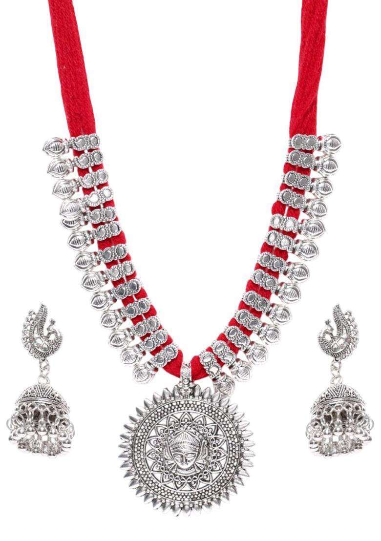 Silver-Plated Temple Jewellery Set for Women | Traditional Temple Jewellery for Wedding & Festive Wear | Gift for Her - Indya