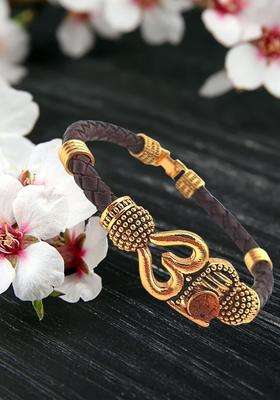 Gold-Toned & Black Temple Gold-Plated Wraparound Bracelet for Men & Women | Traditional Temple Jewellery for Wedding & Festive Wear | Festive Gift