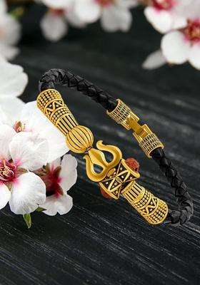 Gold-Toned & Black Temple Gold-Plated Bangle-Style Bracelet for Men & Women | Traditional Temple Jewellery for Wedding & Festive Wear | Festive Gift