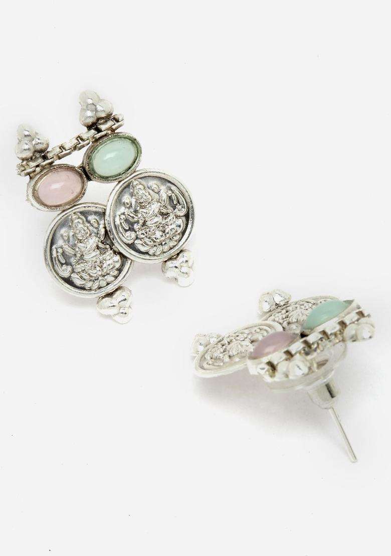 Oxidised Silver-Plated & Pearl-Studded & Temple Coin Jewellery Set for Women | Stylish Party & Everyday Wear | Gift for Her - Indya