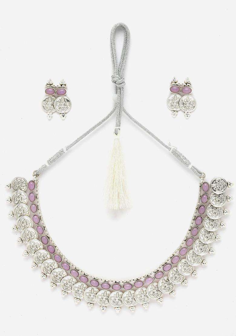 Oxidised Silver Toned Cubic Zirconia Stone-Studded & Beaded Jewellery Set for Women | Stylish Party & Everyday Wear | Gift for Her - Indya