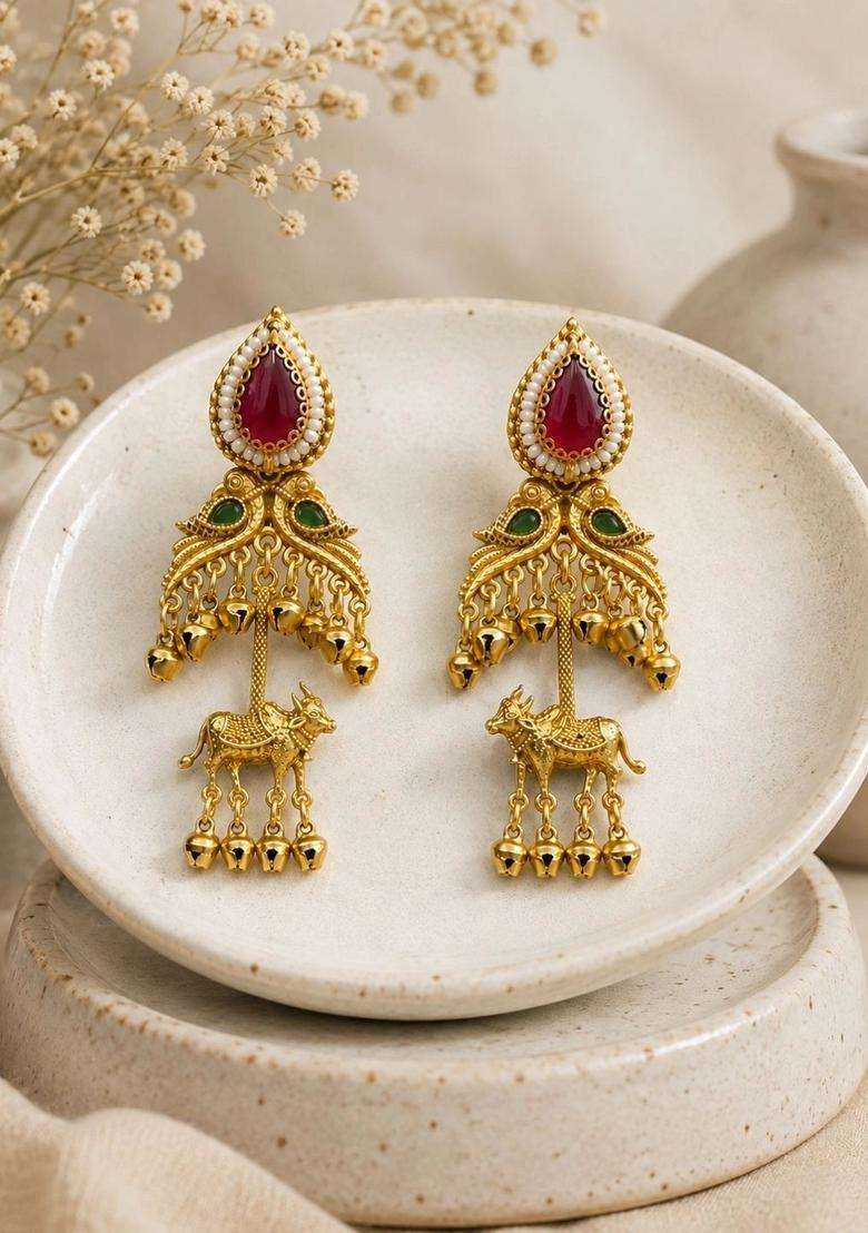 Silver-Plated Animal Shaped Drop Earrings for Women | Traditional Temple Jewellery for Wedding & Festive Wear | Gift for Her - Indya
