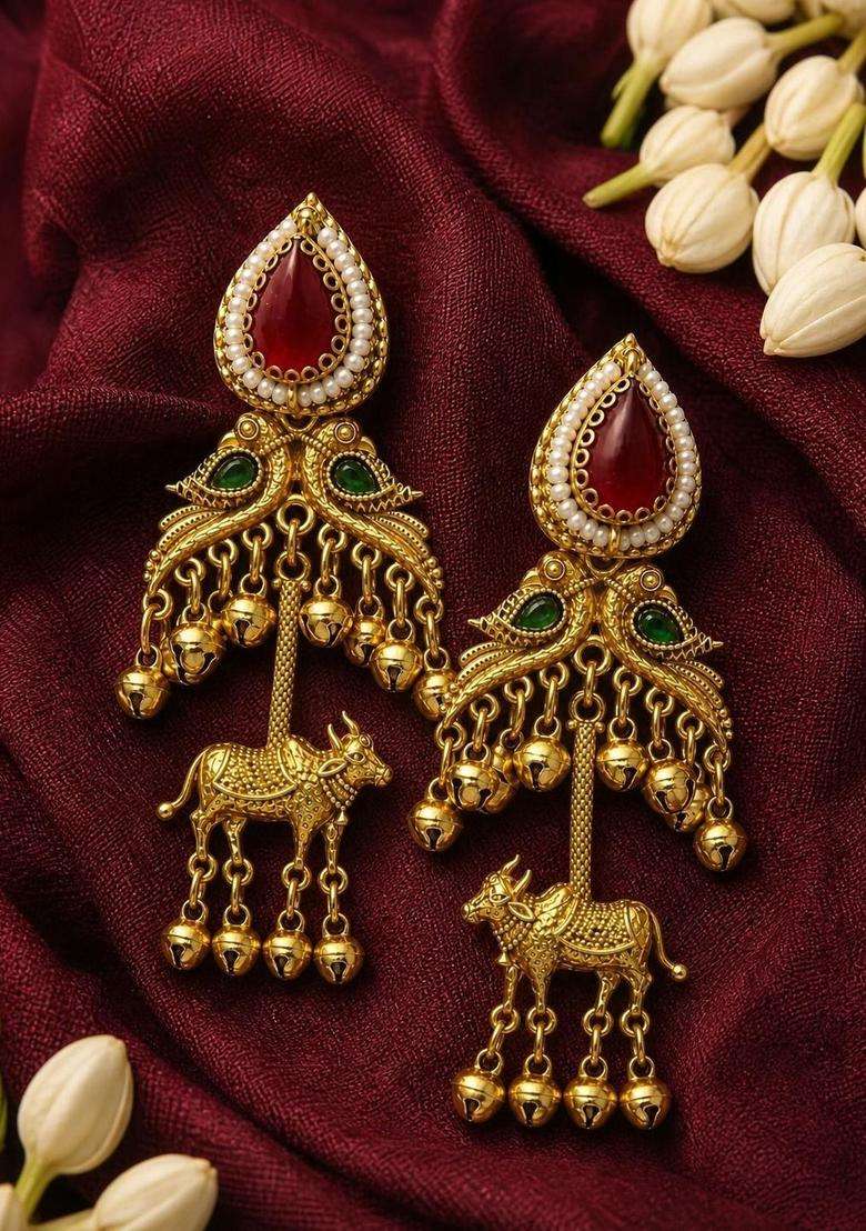 Silver-Plated Animal Shaped Drop Earrings for Women | Traditional Temple Jewellery for Wedding & Festive Wear | Gift for Her - Indya